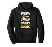 A Good Day Starts With Books And A Leopard Gecko Reader Pullover Hoodie