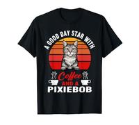 A Good Day Starts with Coffee and A Pixiebob Cat Funny Cats Value Graphic T-Shirt