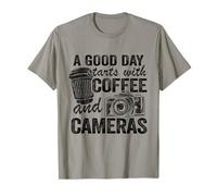 A Good Day Starts With Coffee And Cameras Funny Photography T-Shirt