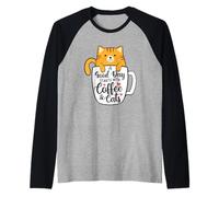 A Good Day Starts with Coffee & Cats - Morning Coffee Lover Raglan Baseball Tee