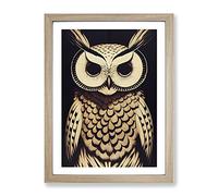 A Gorgeous Owl Framed Print for Living Room Bedroom Home Office Décor, Wall Art Picture Ready to Hang, Oak A3 Frame (34 x 46 cm)