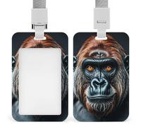 A Gorilla Badge Holder Hard Plastic Card Case Protector Pouch Name Key Card Holder Case for Office ID Credit Cards and Proximity Key Cards