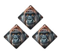 A Gorilla Car Air Freshener, 3 Pcs Rhombus Hanging Air Freshener Cards, Long Lasting Fragrance Scented Cards for Car, Home, Office Gray-style