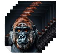 A Gorilla Cloth Napkins for Hotel, Reusable Square Napkins Cloth 6 PCS Washable, Soft Absorbent Napkin for Family Dinners, Weddings, Thanksgiving, New Year Party