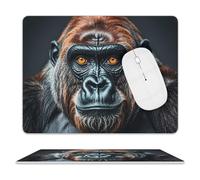 A Gorilla Mouse Pad Rectangle Premium-Textured Waterproof Leather Computer Mousepad, Stitched Edges Gaming Mouse Mat for Laptop, Home Office Decor Desk Accessories