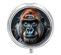 A Gorilla Pill Box Round Portable Small Pill Case Waterproof Travel Pill Box Organizer for Pocket Purse and Daily Convenience