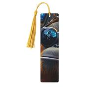 A Gorilla Wearing Headphones and Sunglasses Unique Double-Sided Artwork Printed Wooden Bookmarks, Artistic Book Accessories Birthday Presents for Men Women Presents for Book Lovers