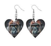 A Gorilla Wooden Earrings for Women, Vintage Elegant Wood Jewelry, Lightweight Earrings for Wedding, Party, Everyday Jewelry Gift, Star, Wood, wood