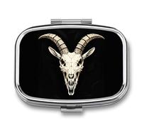 A Gothic Goat Skull Pill Box Pill Case Cute Pill Organizer Pill Holder Medicine Pill Organizer Pill Container Daily Pill Organizer Small Pill Box Pill Case for Purse Pocket