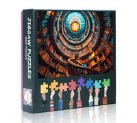 A Grand Classical Library Puzzles for Adults 1000 Pieces - Towering Bookshelves and Stunning Domed Patterns Hard Difficult Jigsaw Puzzles Challenge Puzzle -50x70cm