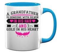 A Grandfather is Someone with Silver in his Hair and Gold in his Heart Ceramic Tea Coffee Mug Light Blue