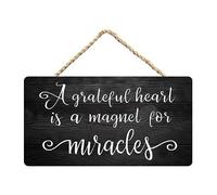 A Grateful Heart Is A Magnet For Miracles Rustic Wooden Wall Sign, 12x6 Inch