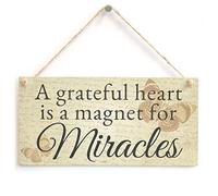 A Grateful Heart is A Magnet for Miracles Sign - Uplifting Spiritual Plaque