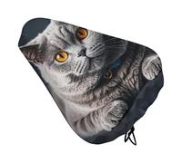 A Gray Cat is Lying Bike Seat Cushion Waterproof Bicycle Seat Cover with Drawstring Comfort Dustproof Rain Proof Protection Bike Seat for Outdoor Most Bicycles Mountain Road Bikes