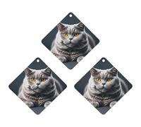 A Gray Cat Is Lying Car Air Freshener, 3 Pcs Rhombus Hanging Air Freshener Cards, Long Lasting Fragrance Scented Cards for Car, Home, Office White-style
