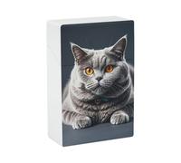 A Gray Cat is Lying Cigarette Case - Waterproof & Crush Proof Cigarette Holder Case for 20 King Size Cigarettes, Portable Pocket Size Travel Box for Men & Women