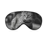 A Gray Cat Sleep Mask, Ultra Soft Eye Mask for Sleeping with Adjustable Strap, Comfortable Lightweight Blindfold Eyeshade, Total Blackout Eye Cover for Night Sleep Travel Office Nap