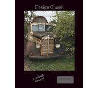 A gray-lined notebook with a margin. The cover features an interesting graphic depicting classic motoring.: Design Classic SS4