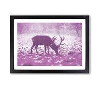 A Grazing Stag in Abstract Framed Print | A2 Black Framed Wall Art | Ready to Hang | Abstract Animal Picture | Living Room Bedroom Lounge Office