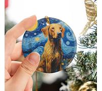 A Great Dane Dog Standing On The Sunflower Garden Memorial With Ribbon Remembrance Ornament Ceramic Christmas Pendant