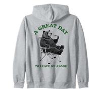 A Great-Day To Leave Me Alone, Funny Bear, Coffee Bear Zip Hoodie