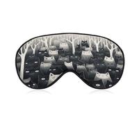A Group of Black Cats Sleep Mask Eye Mask Travel Eye Cover | Polyester Sleeping Mask Soft Comfortable Night Eye Mask with Adjustable Buckle Eye Shade Cover for Travel Home Office Nap