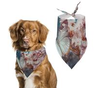 A Group of Butterflies Flying Pet Scarf Adjustable Pet Accessories Triangular Scarf Washable Floral Print Puppy Bib Bandana Stylish Comfortable Cat Scarves for Holiday Scarfs