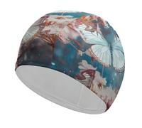 A Group of Butterflies Swim Cap for Adult, Elastic Fabric Swimming Cap, Comfortable Bathing Cap for Long & Short Hair