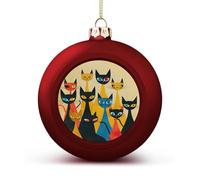 A Group of Cats Christmas Tree Ornaments 1.6 Inch Shatterproof Pc Plastic Balls with Lanyard Baubles Hanging Christmas Ball Ornaments for Xmas Tree Holiday Party Wedding Home Decorations-red
