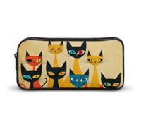 A Group of Cats Pencil Case - Large Aesthetic Makeup Bag Multi-Purpose Pencil Pouch Cute Cosmetic Bag with Zipper Closure for Office, Home, Study & Travel