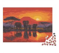 A Group of Elephants Stood on The Riverbank Puzzles Gemusterte Nachhaltige Puzzles Für Erwachsene Hochwertige Holzspielpuzzles 70x50cm/1000pcs