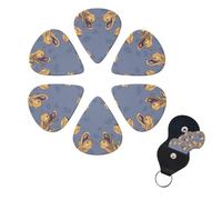 A Group of Guitar Picks with Tyrannosaurus rex print, 6 Pack with Custom Guitar Storage Box Organizer for Men and Women, Guitar Accessory,