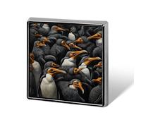 A Group of Penguins Brooch Pin Cute Button Badge Aluminum Alloy Button Pins Rectangle Lapel Pin Elegant Memorial Pins Square Brooches for Clothing Backpack Jackets Decoration