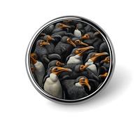 A Group of Penguins Round Aluminum Alloy Pin Badge Lapel Pin