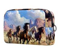 a Group of Running Horses Cosmetic Bag for Women, Travel Toiletries Bags Large Makeup Handy Pouch Organiser Bag with Zipper