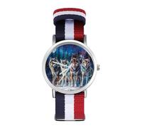 A Group of Wolves Moonnight Quartz Watches Without Scale Wrist Watch with Adjustable Strap for Men Women