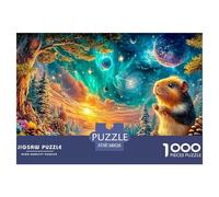 A Guinea Pig Admires A Starry, Multi-moon Night in A Vibrant Forest 1000 Piece Jigsaw Puzzle Cute Guinea Pig - Recycled Cardboard, Great Gift for All Ages 38x26cm/1000pcs