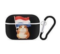 A Guinea Pig Holding A Dutch Flag Compatible with Airpod Pro Case PC Scratch-Resistant Drop-Proof Protective Cover with Keychain