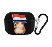 A Guinea Pig Holding A Dutch Flag Compatible with Airpod Pro Case PC Scratch-Resistant Drop-Proof Protective Cover with Keychain