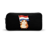 A Guinea Pig Holding A Dutch Flag Large Capacity Pencil Cases with Zippered Portable Pen Pouch Makeup Bag Office Supplies