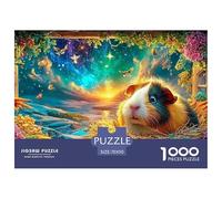 A Guinea Pig Rests by A Window with Stars, Birds And Carrots 1000Pc Jigsaw Puzzle Cute Guinea Pig - Perfect for Family Puzzle Nights, Adults & Kids 70x50cm/1000pcs