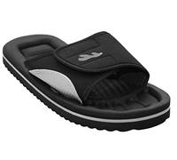 A&H Footwear Ladies Womens Lightweight Slides Touch Fasten Casual Beach Summer Pool Flip Flop Sandals (Black, Numeric_7)