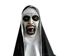(A) Halloween Party Props Nun Scary Latex Mask With Headscarf Full Face Helmet Headgear For Devil Cosplay Mask