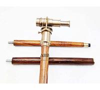 A HALLOWEEN STORE - Handmade Brass Nautical Walking Cane, Coffee Color, Antique Finish, Folding Wooden Cane, Rosewood Stick, Steampunk Style