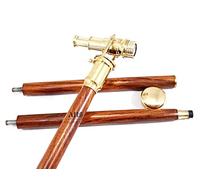 A HALLOWEEN STORE Handmade Hidden Brass Nautical Telescope Walking Stick Polished Finish Vintage Wooden Cane Foldable Rosewood Stick for Men & Women Easter Gift