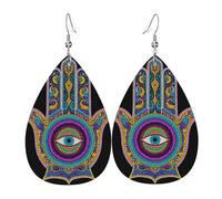 Â€Œhamsa Hand With All-Seeing Eye Ethnic Design Leather Earrings Fun Earrings Creative Ear Pendants For Mother'S Day Beach