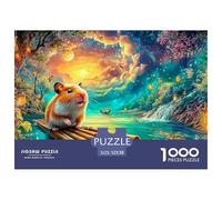 A Hamster on A Bamboo Raft in A Glowing, Lantern-lit River 1000Pc Jigsaw Puzzle Cute Guinea Pig - Premium Quality, Great for Adults & Kids 52x38cm/1000pcs