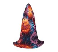 A Hand Drawn Painting of A Cancerous Cells in The Print Hooded Cloak for Women Men Robes Medieval Costume Cape for Halloween, Black, S