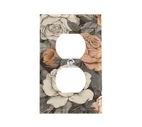 A Hand Drawn Painting Outlet Cover, American Standard Wall Plate with Screws - Heat & Impact Resistant Stainless Steel, 1-Gang Duplex Socket Cover for Home Decor