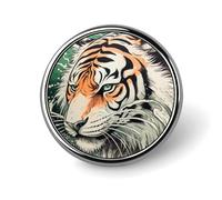 A Hand Drawn Tiger Badges Decorative, Durable Aluminum Alloy Round Badge, Lightweight Button Brooch for Shirts, Jackets, Hats, Uniforms 1"